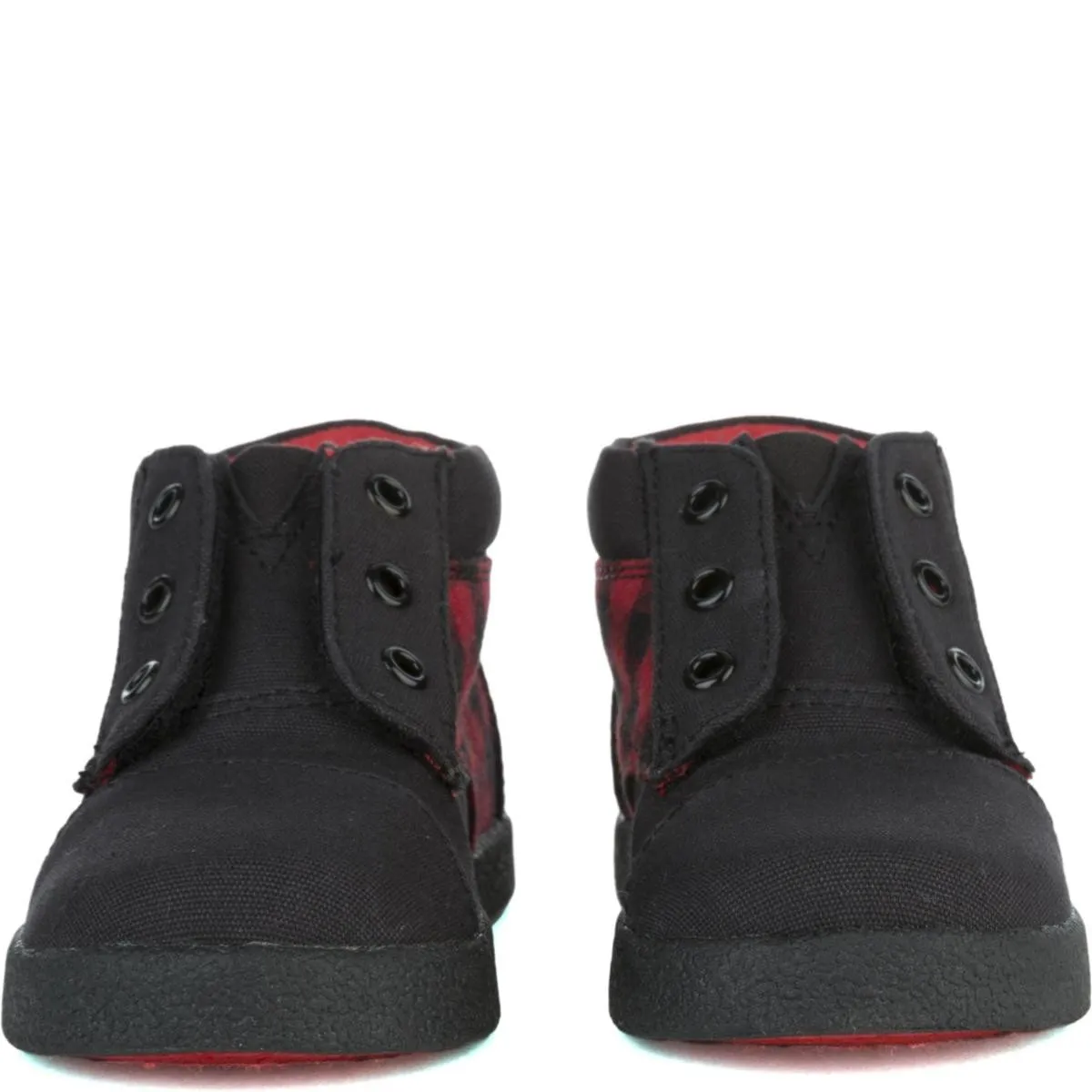 Tiny Toms: Paseo High Red/Black Plaid Sneakers