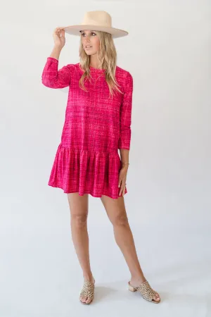 Tweed Print Drop Waist Dress