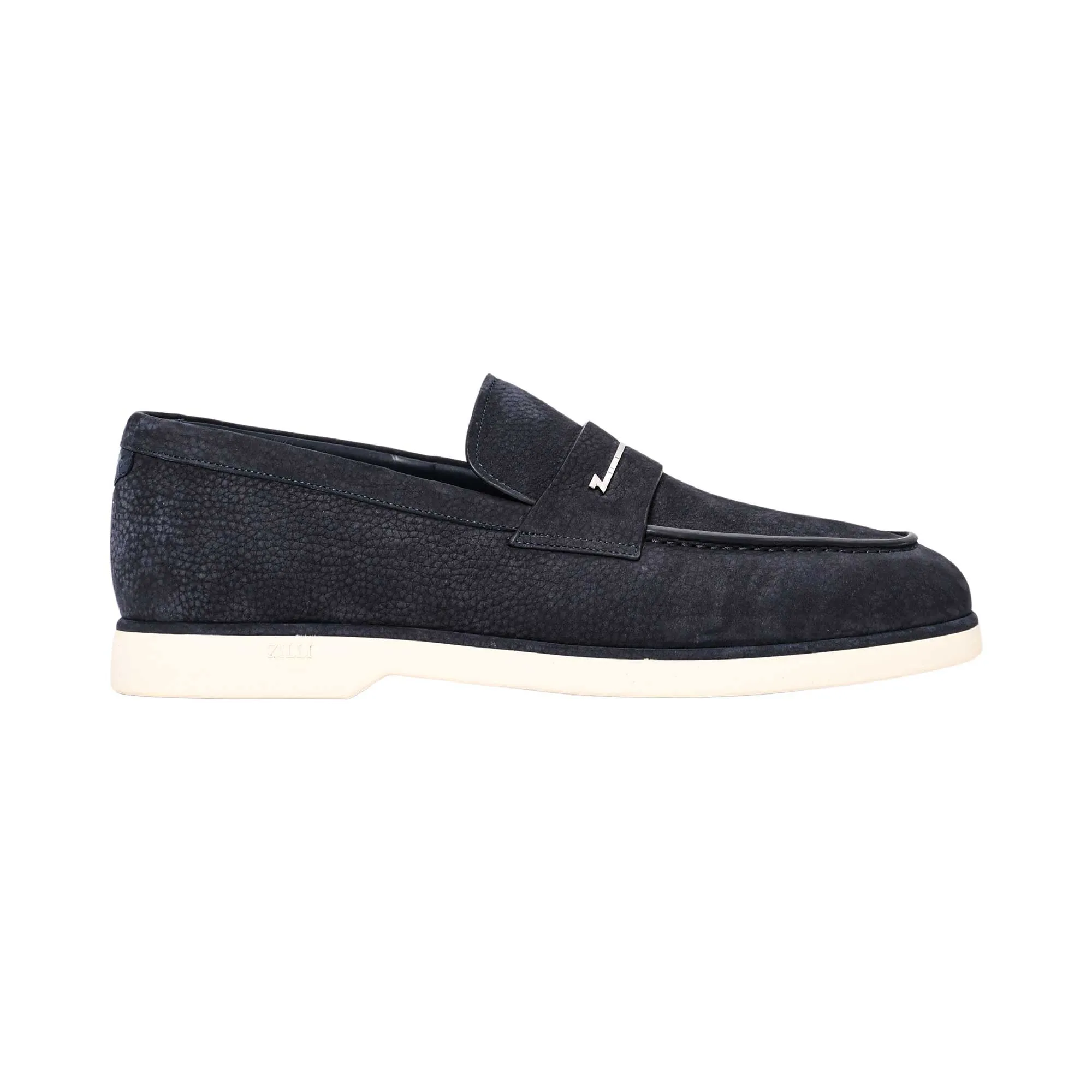 Zilli Men's Dark Navy Suede Penny Loafers