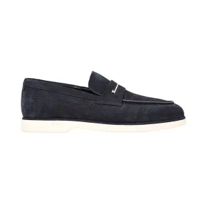 Zilli Men's Dark Navy Suede Penny Loafers