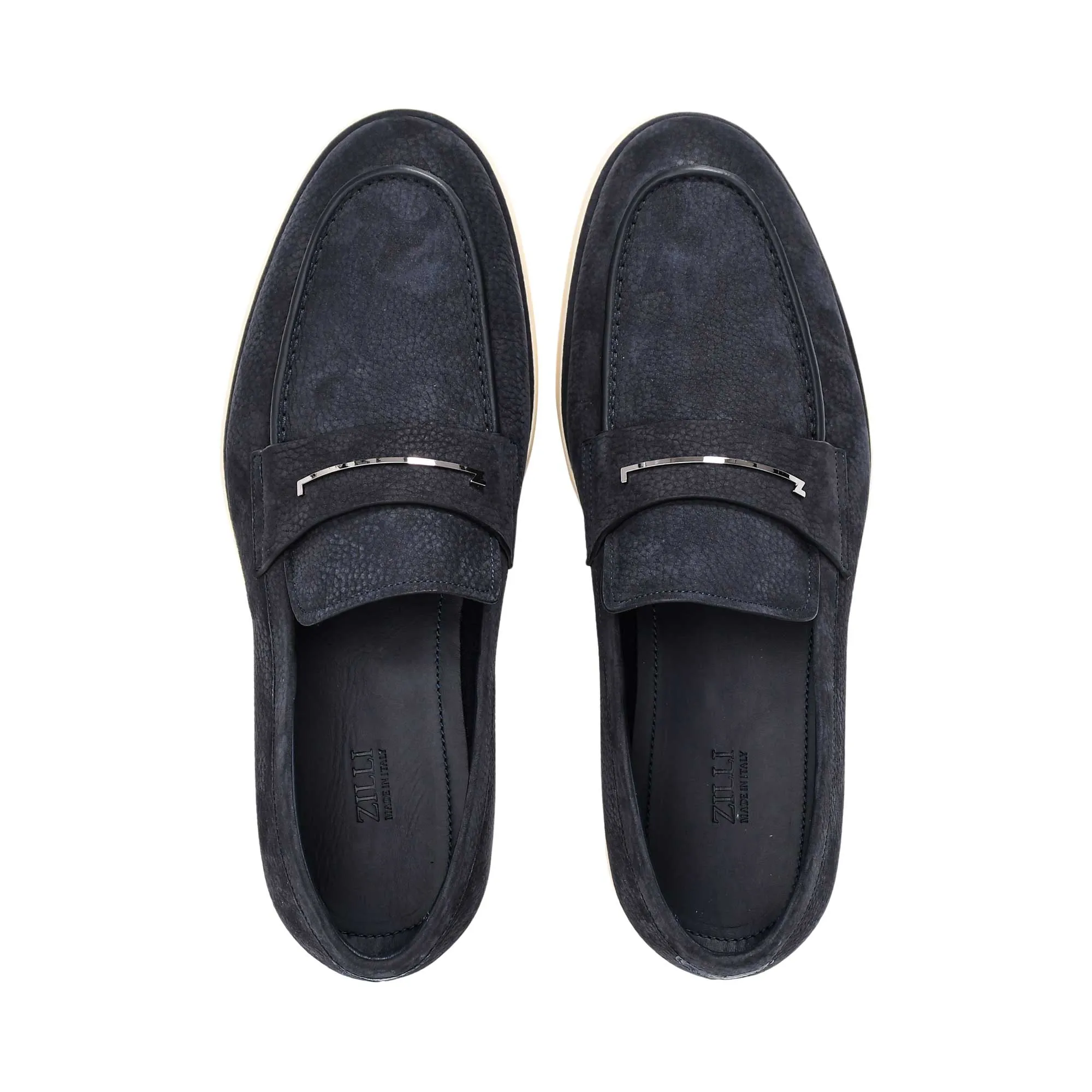 Zilli Men's Dark Navy Suede Penny Loafers